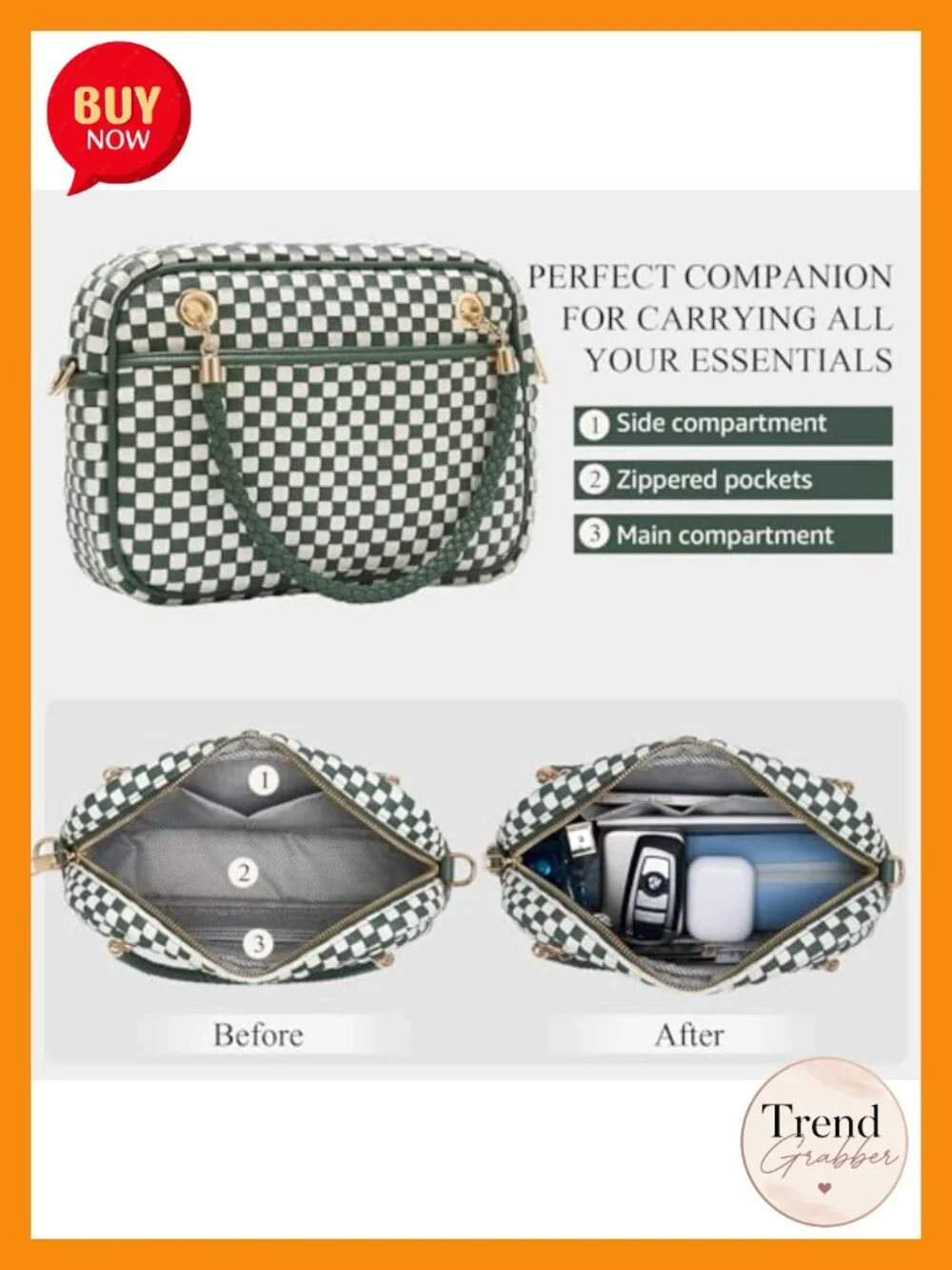 Woven Vegan Leather Crossbody Camera Bag with Braided Handle